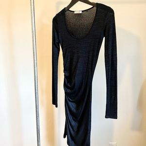 Navy Ruched Long Sleeved Mini Dress